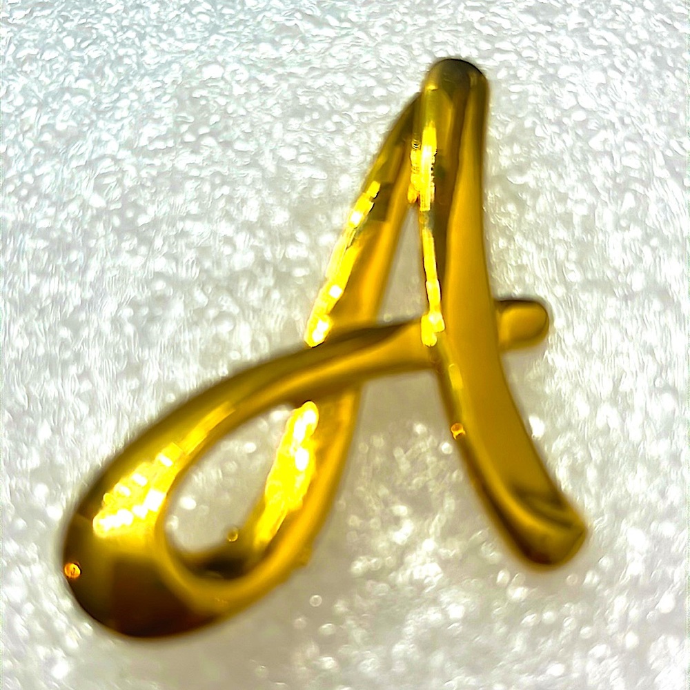 Golden Tone Letter-A Pin Brooch